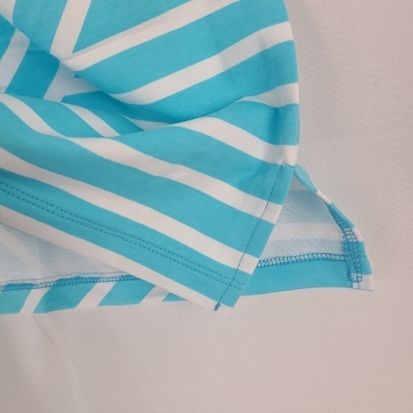 NEW Sport Savvy Aqua Blue Stripe French Terry Dress Pockets Sz L NWT - Picture 4 of 6